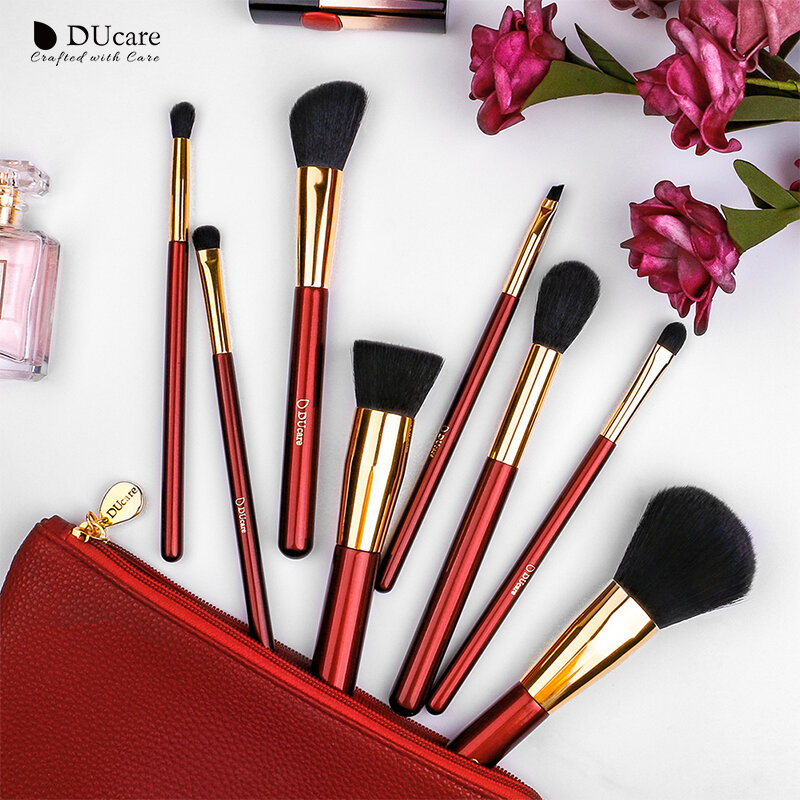 DUcare 8PCS Makeup Brushes Set with Bag Eye Shadow Foundation Powder Contour Make Up Brush Cosmetic Beauty Tool Kit
