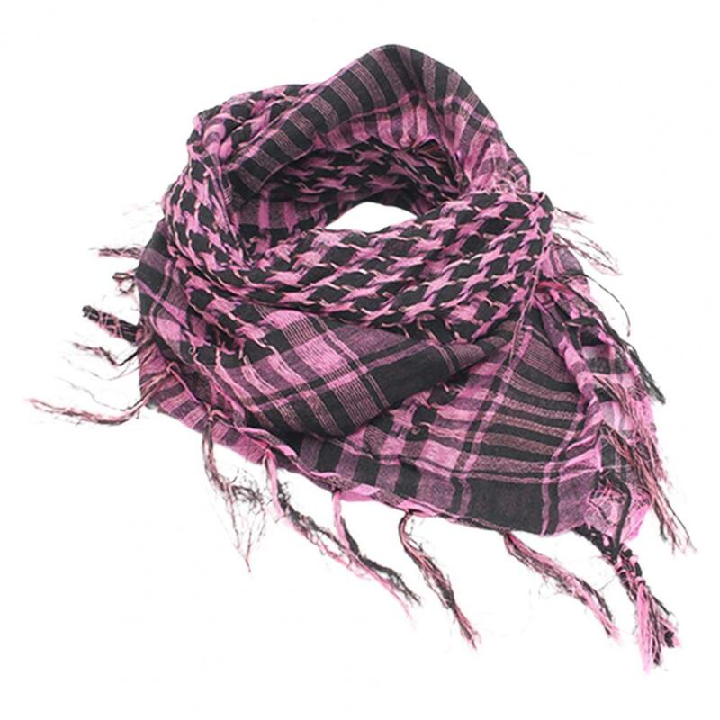 Kobiety mężczyźni bawełniany szalik Unisex lekki Plaid Tassel Arab Desert Shemagh KeffIyeh szalik Wrap Pashmina