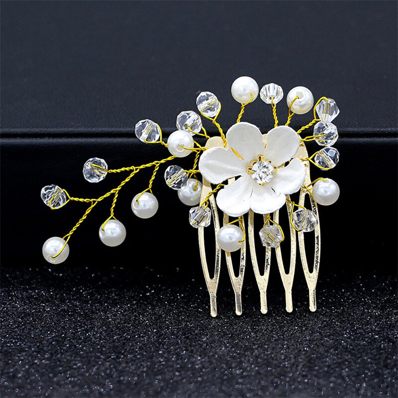 Molans Pearl Crystal Wedding Hair Combs Hair Accessories for Bridal Flower Headpiece Women Bride Hair ornaments Leaves Jewelry