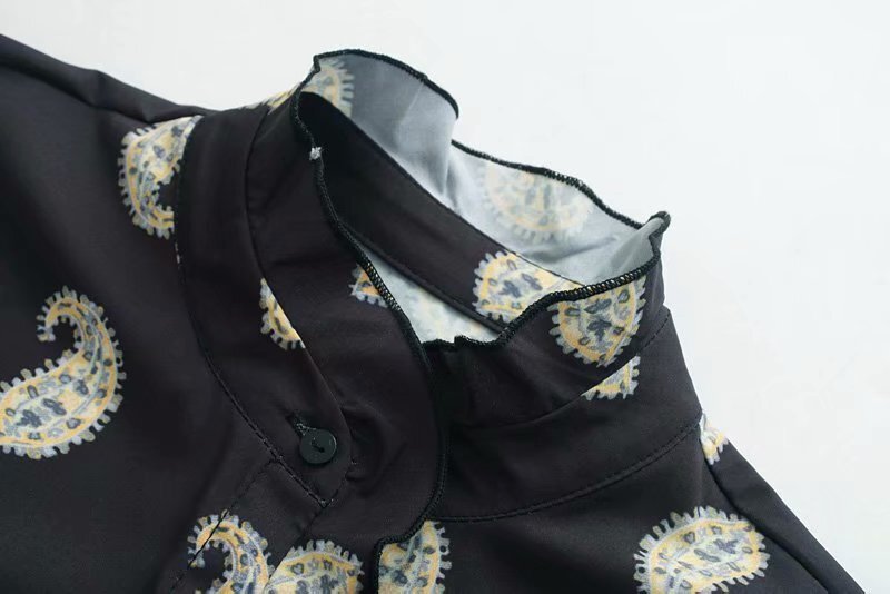 ZA 2019 Fall Lotus ruffles Shirt Female Printed women Shirt  women blouses O9316