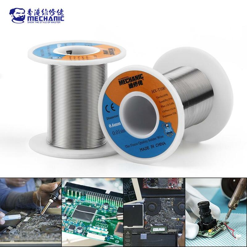 MECÂNICO-Solda Tin Wire, Welding Flux, Iron Cable Reel, Mild Rosin Core, 183 ℃, Melting Point, 0.3-1.2mm, 150g, HX-100, 1.0-3.0%