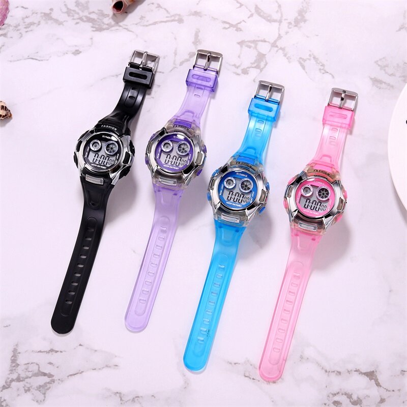 Детские цифровые часы SYNOKE, светодиодные светящиеся часы, водонепроницаемые спортивные наручные часы, многофункциональные электронные часы для мальчиков и девочек