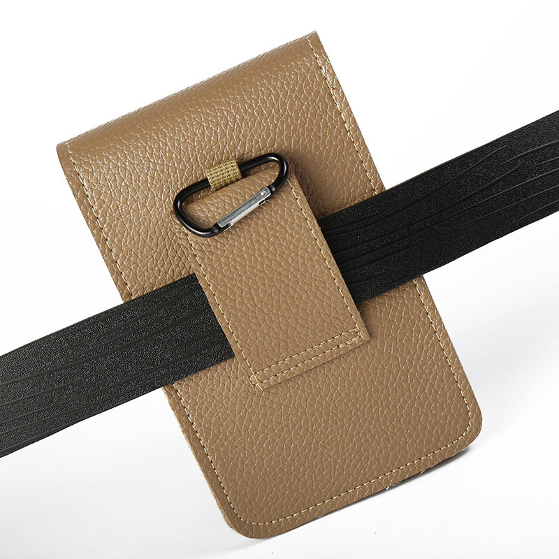 새로운 스타일 Pu 얇은 착용 가능한 가죽 벨트 남성 휴대 전화 허리 가방 비즈니스 모듬 스타일 옵션 수직 사각형 캐주얼