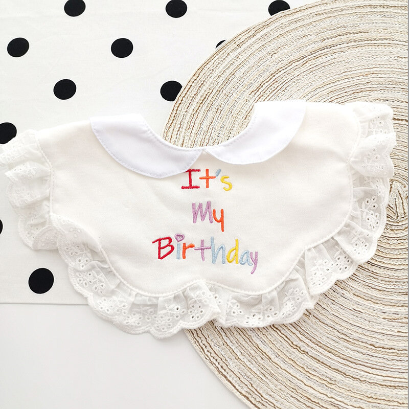 Ins Korean Baby Bib Princess Style Sweet Lace Fake Collar Thickened Cotton Bibs Soliva Towel Spit Cloths Children Products