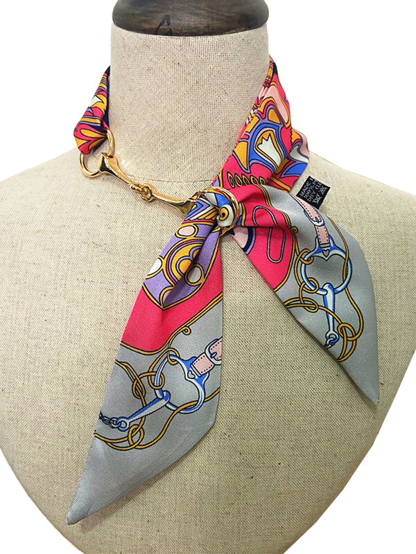 Brand 95cm*5cm Chain Printed Bag Strap Small Long Scarf Women Silk Scarf Headband Scarves Bag Accessories Ribbon Tie