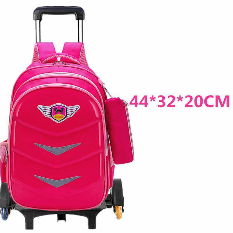 Mochila escolar de PU con ruedas para niños, mochila escolar con ruedas para niñas, mochilas escolares con ruedas impermeables