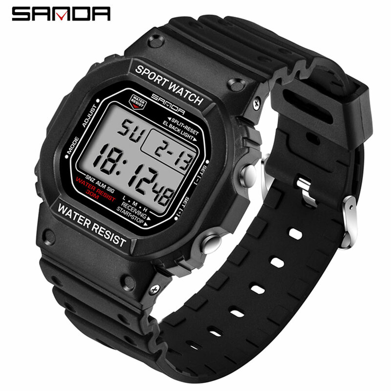SANDA-디지털 남성 방수 시계, 30M, LED 남성 스포츠 G 스타일 시계, 남성 최고 브랜드 밀리터리 시계