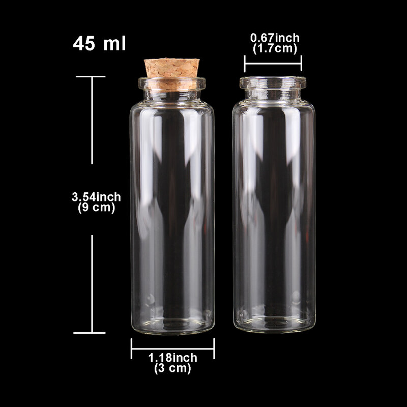 5 шт., стеклянная бутылка с пробковыми крышками, 45 мл, 30 х90 мм