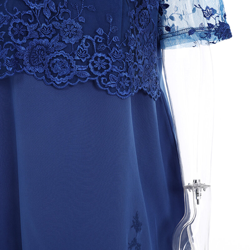 Rimiut Plus ขนาด5XL 6XL ผู้หญิงฤดูร้อนฤดูใบไม้ร่วงชุดลูกไม้ชุดหญิง Blue Evening Dresses Vestido ขนาดใหญ่ไขมันมม.