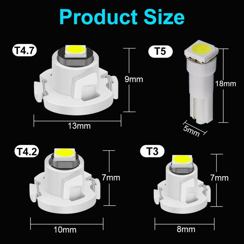 Bombillas LED superbrillantes T3 T4.2 T4.7 para Interior de coche, lámpara indicadora de salpicadero, 12V, 10 Uds.