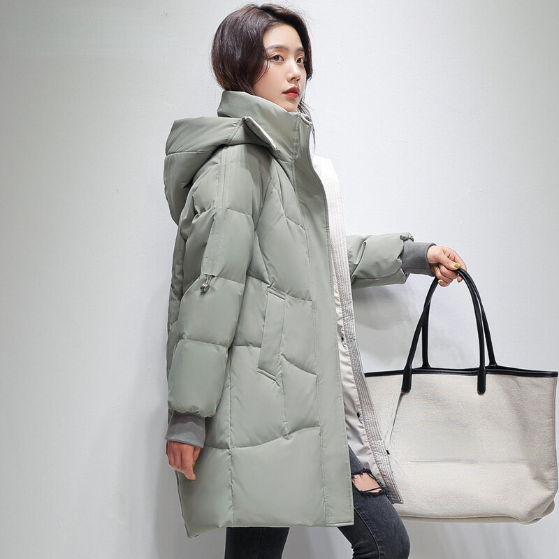 Manteaux en duvet de canard blanc pour femmes, 90%, vestes longues à capuche, Parkas chauds, vêtements décontractés, coréens, SQQ491