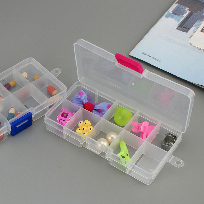 Caja de herramientas de plástico para reparación de joyas, caja organizadora de CaseCraft de 12,5x6x2cm, 10 ranuras, piezas electrónicas, NutsSMD