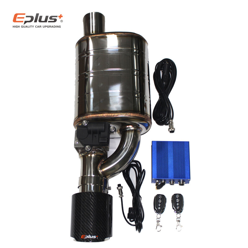 EPLUS-نظام عادم السيارة ، صمام كهربائي ، طقم أنبوب عادم قابل للتعديل ، كاتم صوت زاوية عالمي من الفولاذ المقاوم للصدأ 51 ، 63 ، 70 ، 76