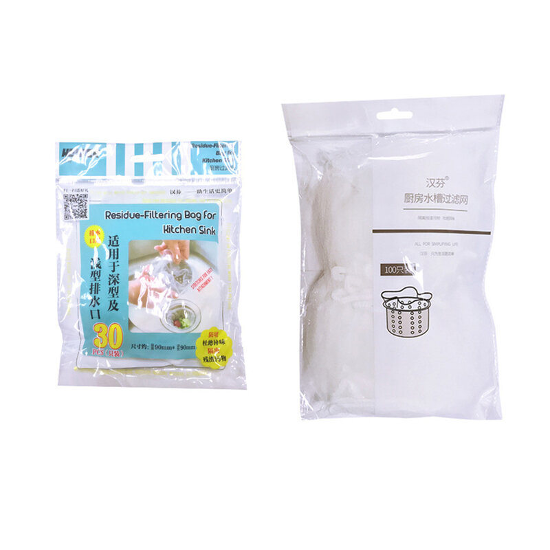 30pcs/100pcs Disposable Kitchen Sink Strainer Bag Shower Sink Hair Rubbish Storage Mesh Bag Sewer Water Filter
