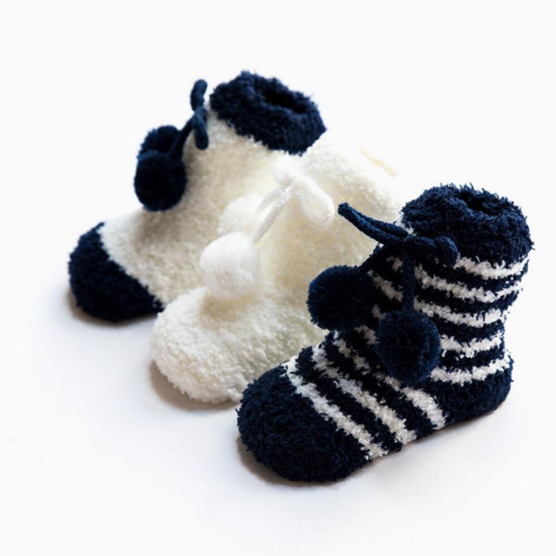 3 пара/лот, Новые осенне-зимние теплые носки для малышей толстые Нескользящие Детские носки-Тапочки