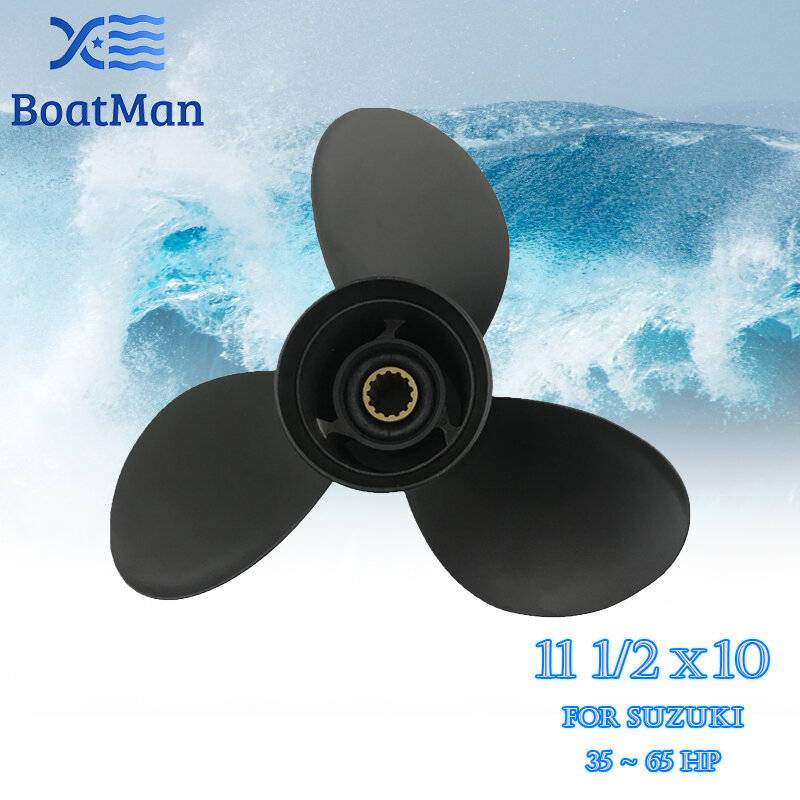 Boat Propeller 11 1/2X10 For Suzuki Outboard Motor 35HP 40HP 50HP 60HP 65HP Aluminum 13 Tooth Spline Engine Part 58100-88L10-019