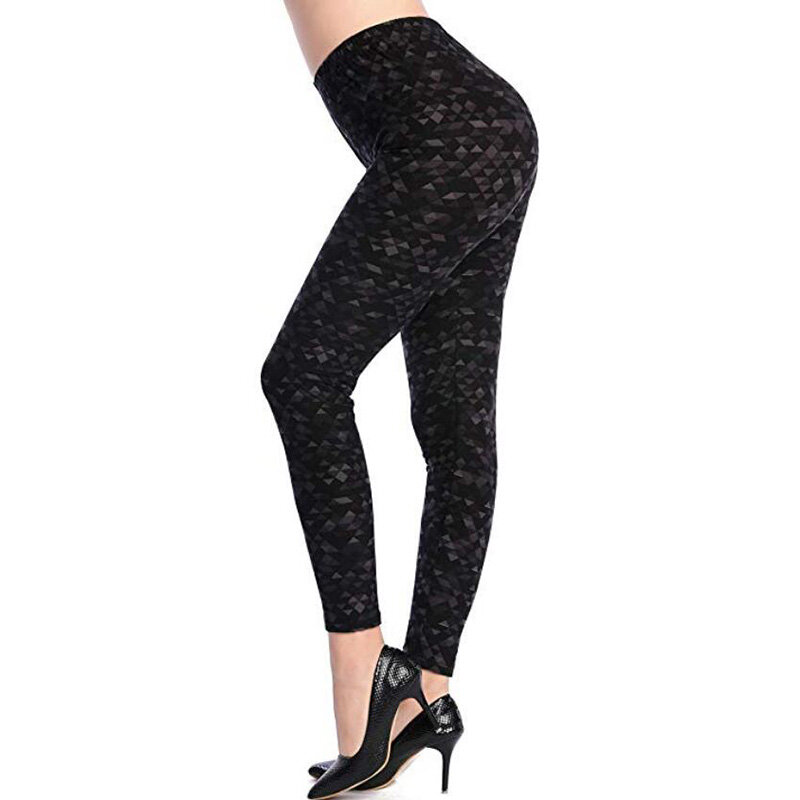 YRRETY Black Leggings Women Polyester Ankle-Length Standard Flower Pants Elasticity Push Up Fitness Female High Waist Bottom