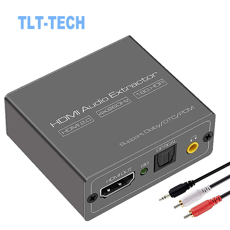 Extractor de Audio 4K 60HZ HDMI convertidor 2,0 HDMI a HDMI + óptico Toslink SPDIF + 3,5mm AUX salida de Audio estéreo