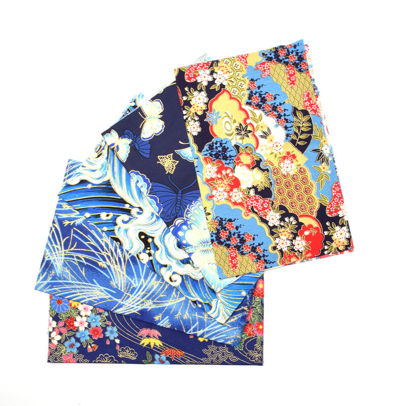 Lote de telas de algodón con estampado japonés para costura, tejido acolchado para coser muñecas, bolsos, manualidades, patchwork, 20x25cm