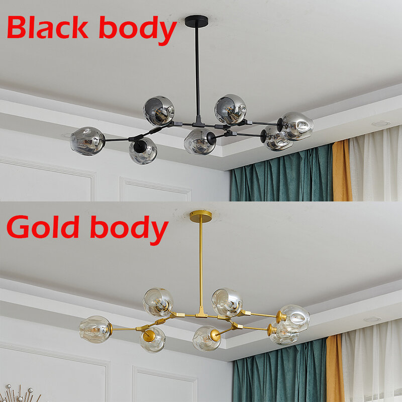 Lámpara de araña LED de cristal moderna para sala de estar, lámpara colgante para dormitorio, decoración interior, accesorios de cocina