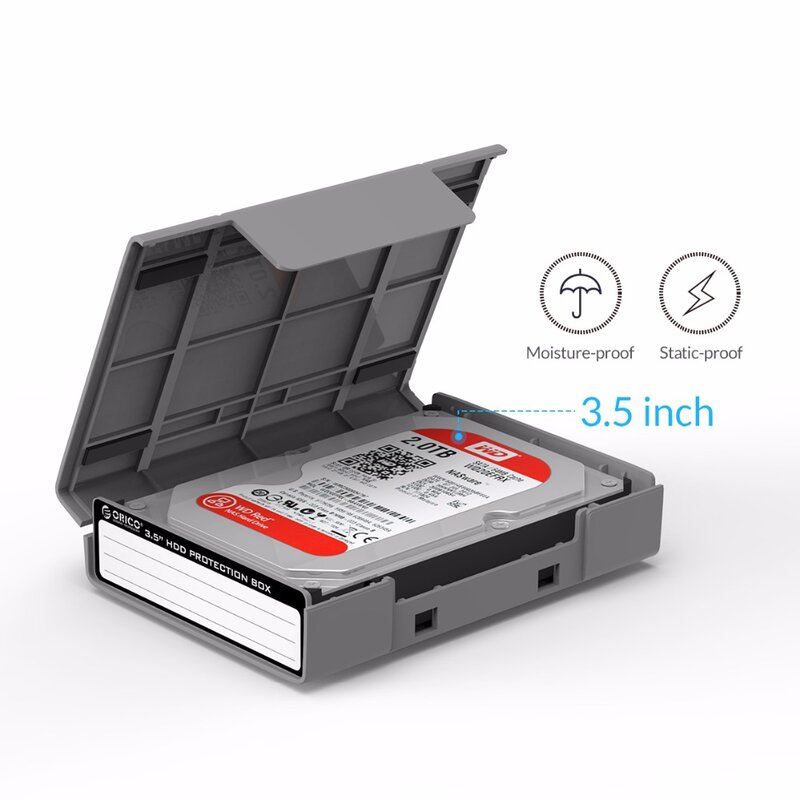 ORICO HDD ProtectIon Box 3.5 Inch Eksternal Kotak Penyimpanan untuk HDD SSD dengan Label Desain Tahan Air
