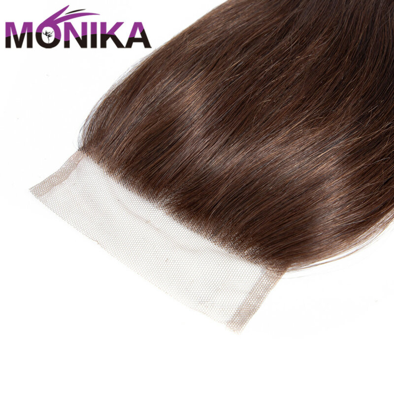 Monika-fechamento não-remy brasileiro do cabelo humano, onda do corpo, marrom, 4x4, 4x4, com laço suíço