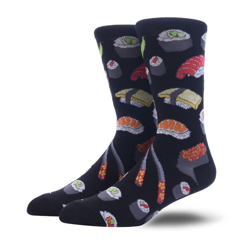 Свадебные оригинальные мужские носки с рисунками животных Мопсов обезьянок еды суши