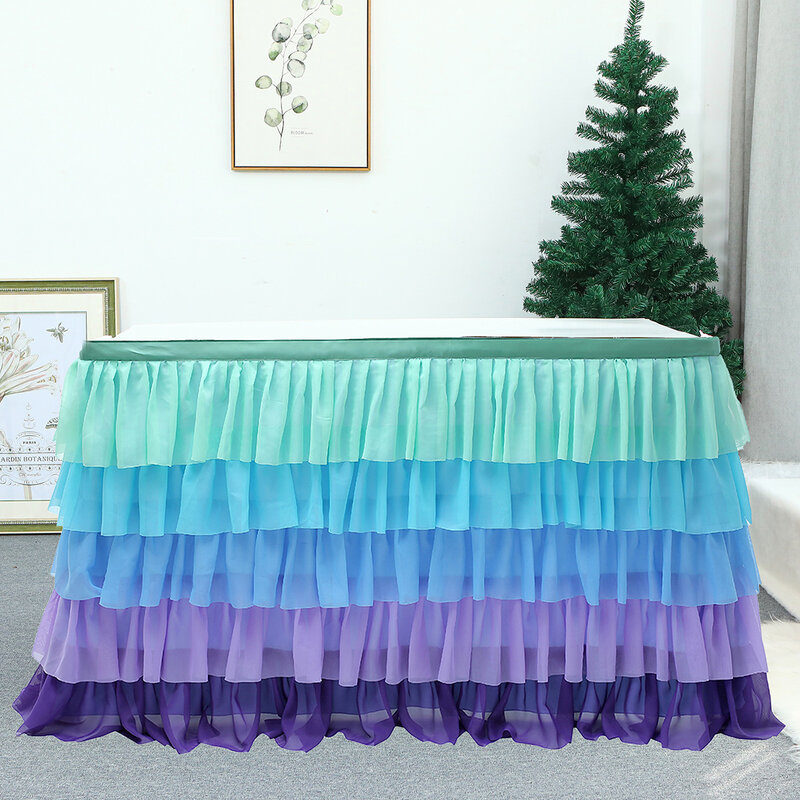 Wedding Party Tutu Tulle Table Skirt Cover Tableware Cloth Baby Shower Party Home Decor Table Skirting Birthday Party