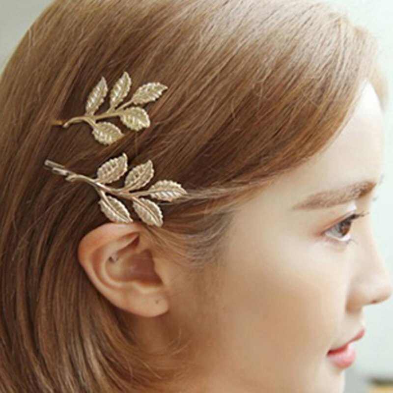 1pc Vintage Hair Clip Olive Branch Leaves Snap Hair Barrette Stick Hairpin Hair Styling Accessories for Women Girls Side Clip