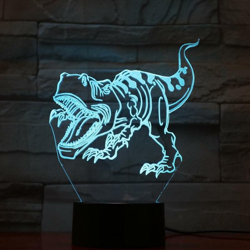 Lampe LED 3D représentant un tyrannosaure Rex et un dinosaure, avec 7 couleurs de lumière, luminaire décoratif d'intérieur, vision optique étonnante, 748