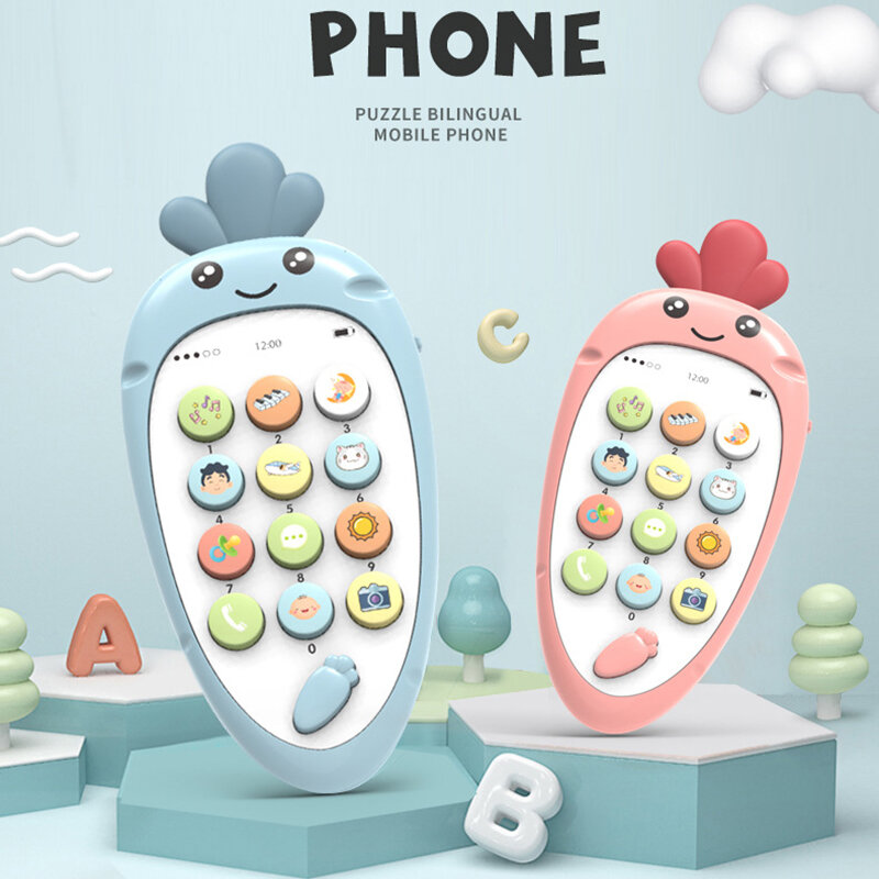 Elektroniczna zabawka kreskówka telefon dziecko telefon komórkowy telefon komórkowy zabawki edukacyjne muzyka niemowlę gryzak telefon
