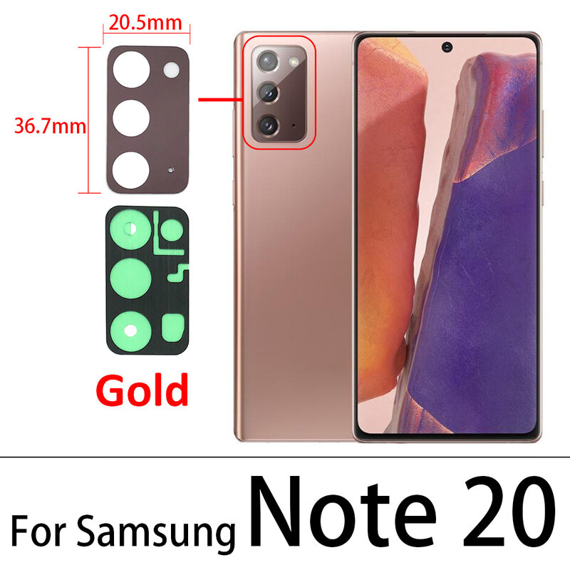 Lente de Cristal de cámara trasera con pegamento adhesivo, piezas de reparación para Samsung Note 20 Ultra 10 Lite Note 8 9 10 Plus, 2 uds.