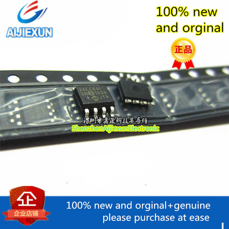 10Pcs 100% New and original  24LC64T-I SN 24LC64 24LC64I SOP-8 EEPROM large stock