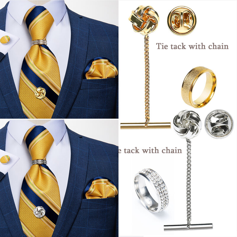 New Designer Two Styles Fashion Quality Men Tie Ring Gold Metal Wedding Tie Ring For Men Tie DiBanGu Dropshipping JZ02-03