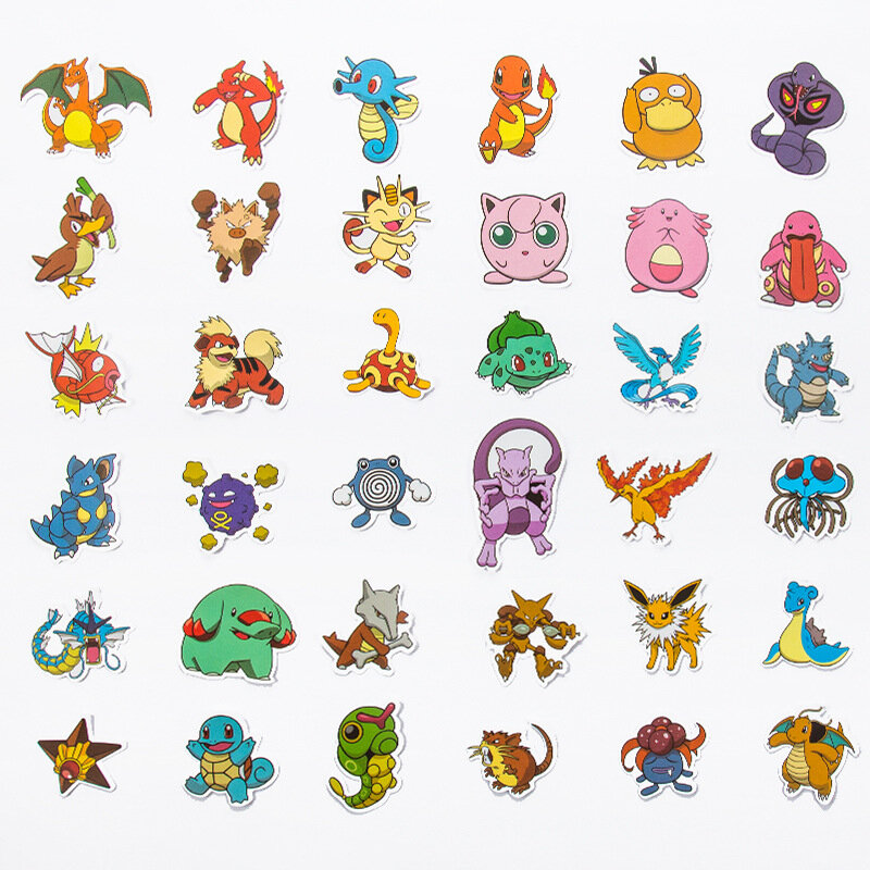 Adesivos Pokémon impermeáveis para crianças, Kawaii Pikachu, skate, bicicleta, guitarra, laptop, brinquedos, 50 pcs, 100pcs