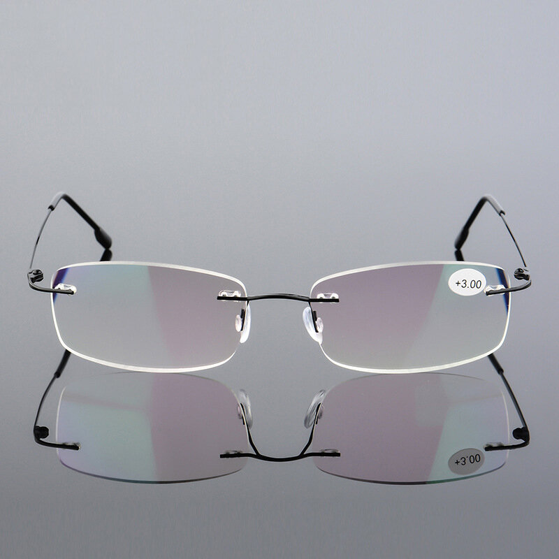 Elbru – lunettes de lecture ultralégères en titane à mémoire de forme, sans monture, pour hommes et femmes, presbytes, + 1.0 + 1.5 + 2.0 à + 3.5 + 4.0