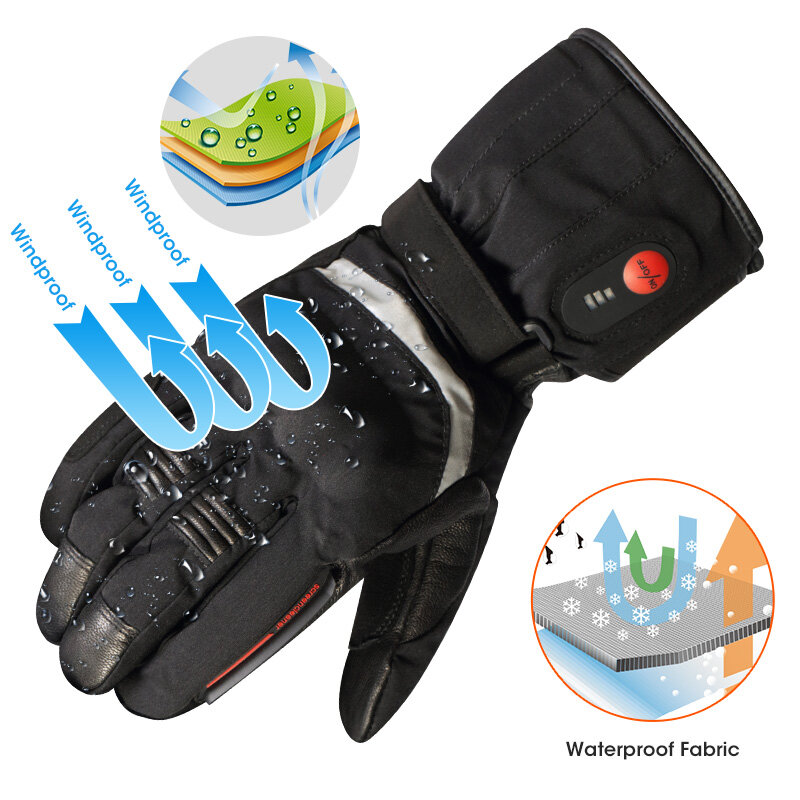 Зимние перчатки с подогревом для электрического мотоцикла, лыжные варежки, женские велосипедные водонепроницаемые спортивные теплые мужские перчатки для сенсорного экрана, лыжные перчатки перчатки зимние перчатки