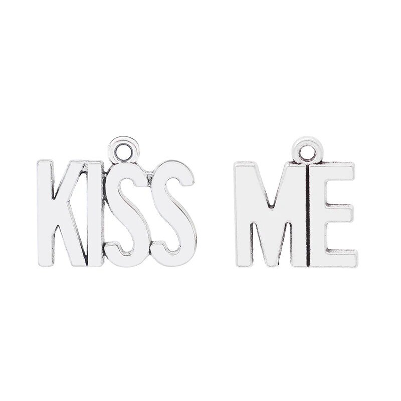 ZXZ 5 Sets Tibetan Silver/Gold Tone KISS ME Alphabet Letter Charms Pendants for Necklace Jewelry Making Accessories