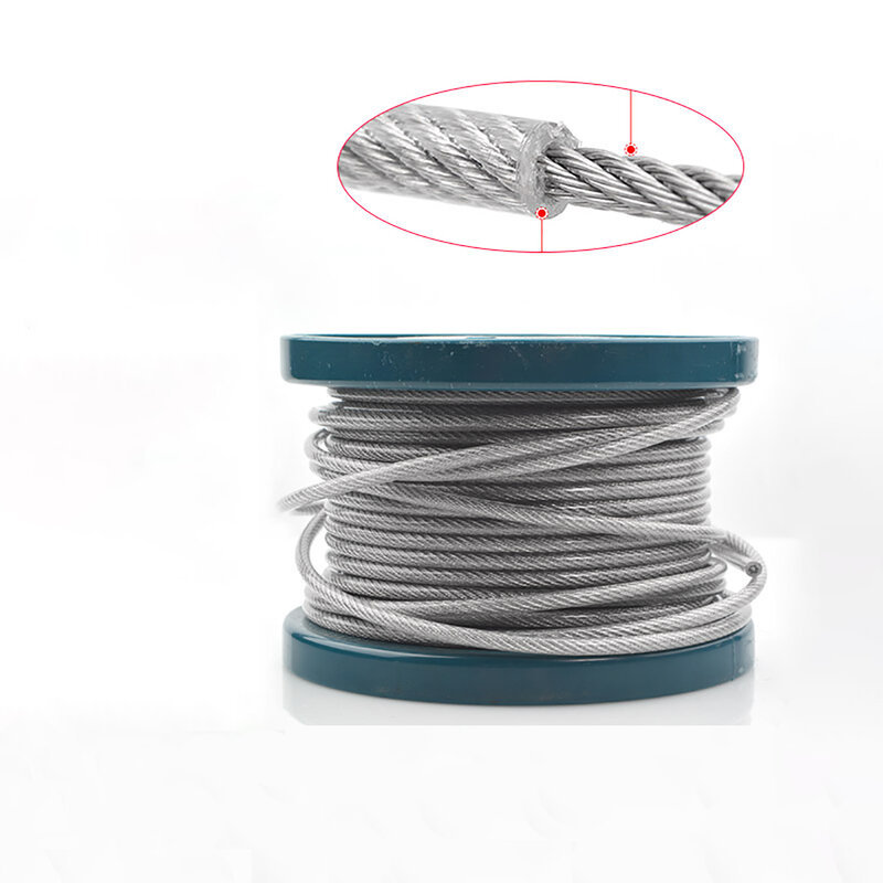 Câble métallique revêtu de PVC transparent de 10 mètres, ULen acier inoxydable 304, diamètre de 0.6mm, 0.8mm, 1mm, 1.2mm, 1.5mm, 2mm