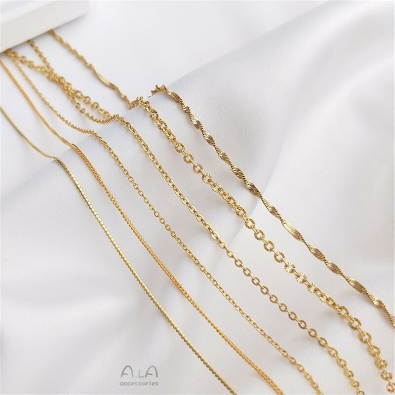 Цепочка из титановой стали ультратонкая до ключиц с о-образной стороной, модное легкое роскошное ожерелье из 18-каратного золота с вакуумным покрытием для женщин