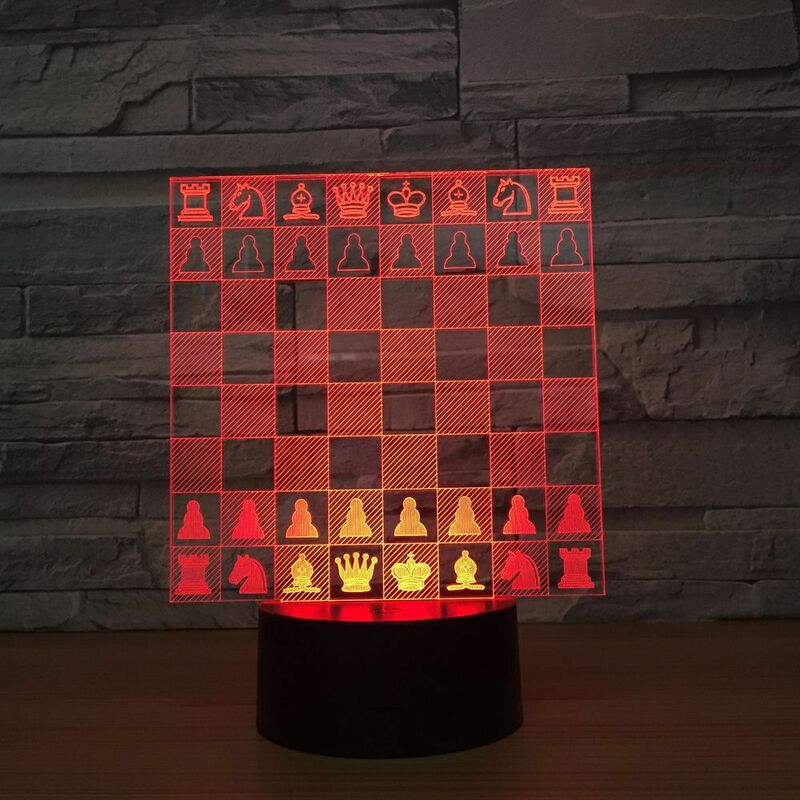 3D Chess Modelling Desk Lamp Led Nightlight 7 Colors Changing Horse Chess Lighting Fixture Bedroom Bedside Decor Gifts