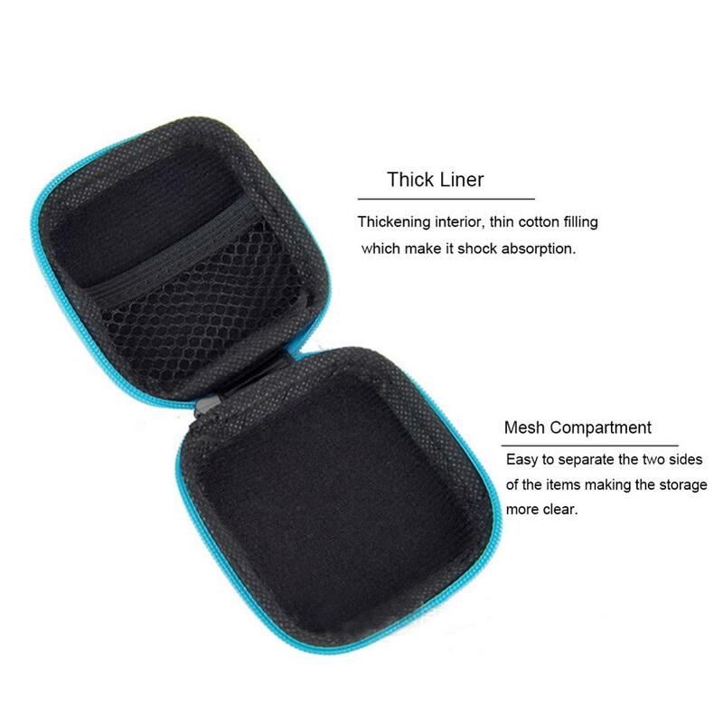 Hot Mini Zipper Hard Headphone Case PU Leather Earphone Storage Bag Protective USB Cable Organizer, Portable Earbuds Pouch box
