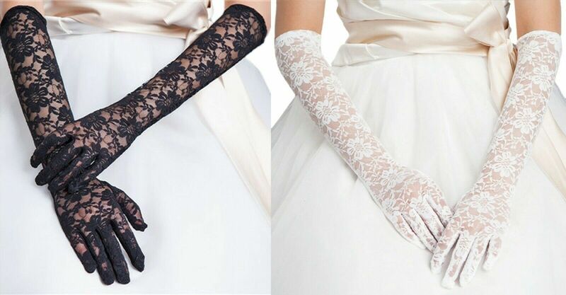 Sensual Looking Fancy Clingy Women's Long Lace Floral Wedding Party Bridal Gloves