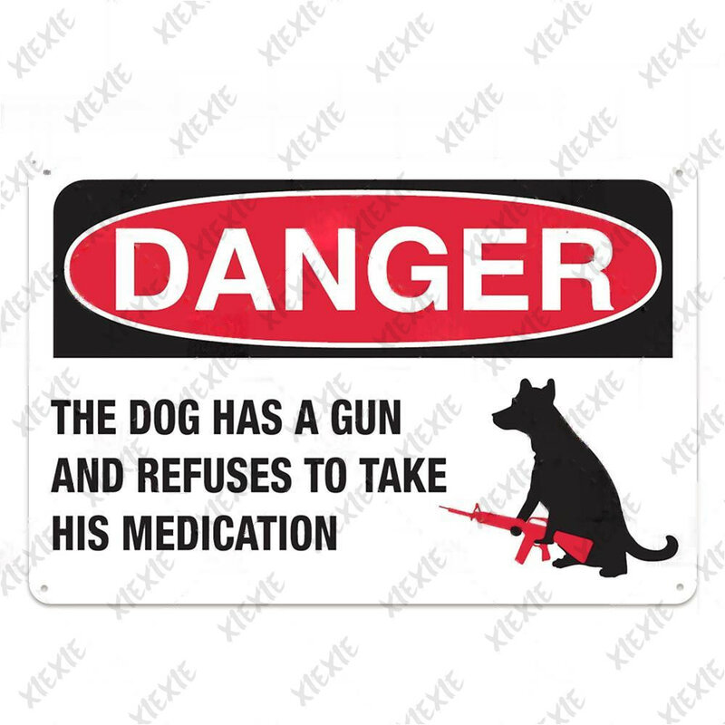 Panneau communautaire de garde de chiens, panneau d'avertissement, en métal, pour chiens, décor mural pour cour
