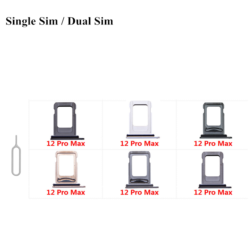 Dual/Single SIM Card Tray Holder For iPhone 12 Pro Max SIM Card Slot Reader Socket Adapter With Waterproof Rubber Ring