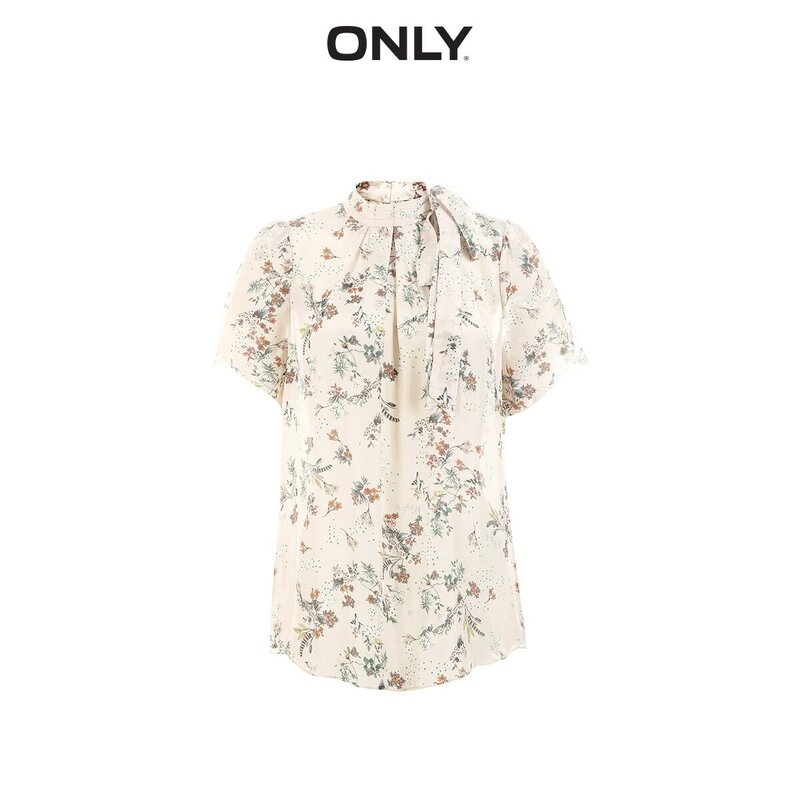 ONLY Women's Loose Fit Lace-up Neck Short-sleeved Chiffon Shirt | 11926Y502