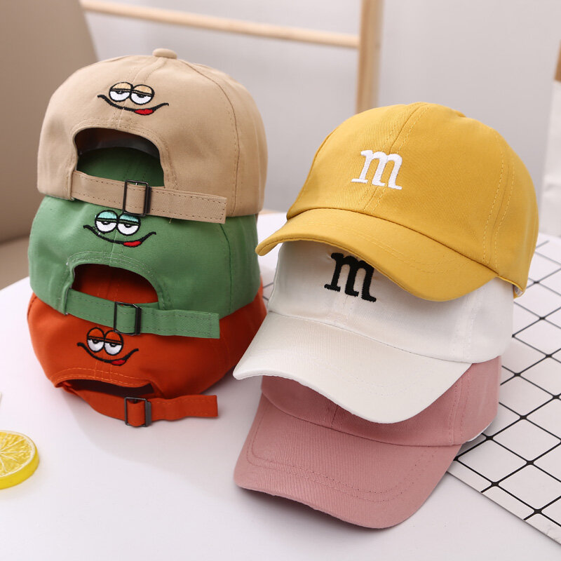 Детская бейсболка для девочек и мальчиков, шляпы от солнца, шапка в стиле хип-хоп с вышивкой букв м, кепки для детей 1-6-8-12-15 лет