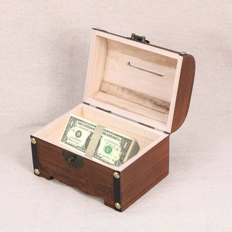 Коробка для хранения Копилка в стиле ретро коробка для хранения сокровищ с замком домашняя деревянная коробка для монет в стиле ретро коробка для сокровищ подарок