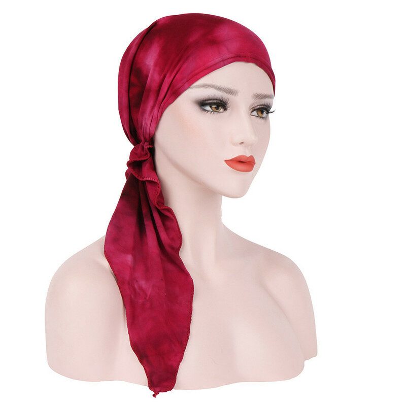 New women soft ruffle head Scarf Chemo Hat Turban Pre-Tied Headwear Bandana headscarf Tichel for Cancer Fast Shipping