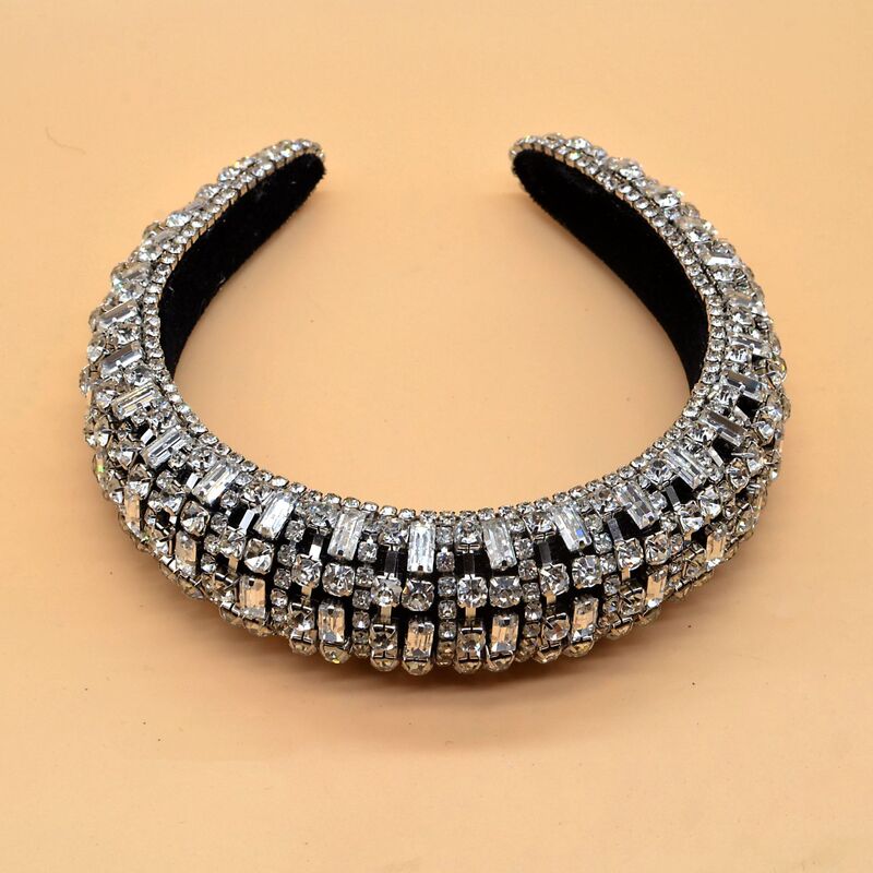 Diademas con diamantes de imitación para mujer, bandana de cristal dorado, diadema geométrica acolchada con diamantes, accesorios para el cabello